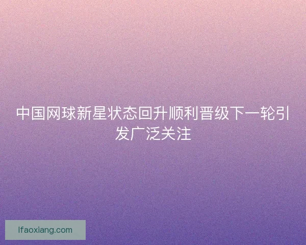 中国网球新星状态回升顺利晋级下一轮引发广泛关注